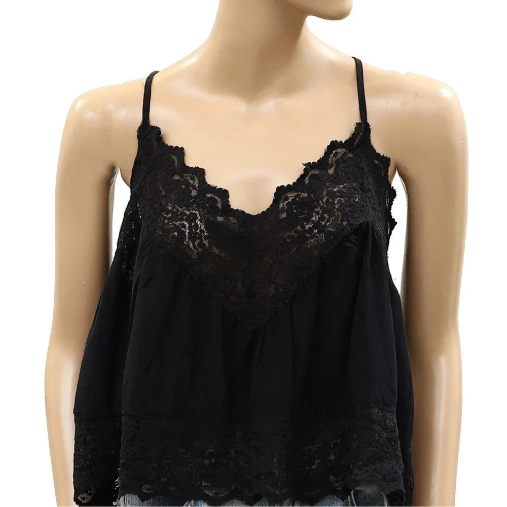 Intimately Free People Fiona Cami Blouse Top Tank Sleeveless Lace Slip S 289609